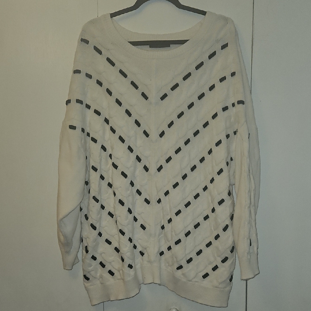 Lane Bryant Cream and Black Chevron Sweater